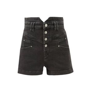 ISABEL MARANT Diroysr High Rise Button Front Denim Shorts In Faded Black 34